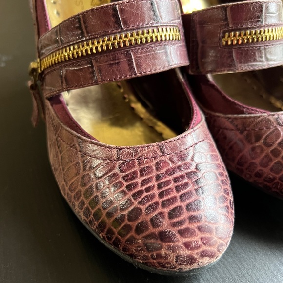 BCBGIRLS Plum Croc Leather Maryjane Chunky Heels Very Preloved Size 9 - Picture 8 of 11